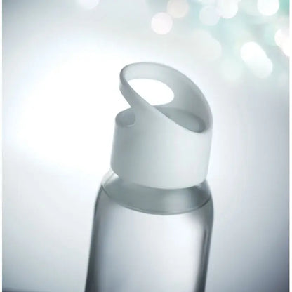 Sticlă de sticlă 470ml transparentă cu capac alb elegant și buclă pentru ușurința transportului