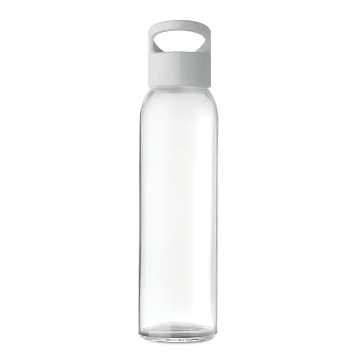 Sticla de sticla 470ml recipient din sticla transparenta cu design minimalist si maner gri deschis din plastic