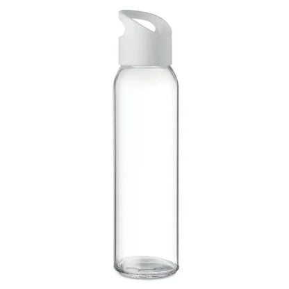 Sticlă de sticlă 470ml transparentă cu capac alb din plastic și mâner integrat pentru apă