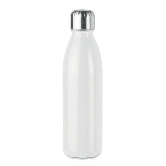 Sticla de sticla 650ml albă din oțel inoxidabil cu corp cilindric elegant și capac argintiu strălucitor