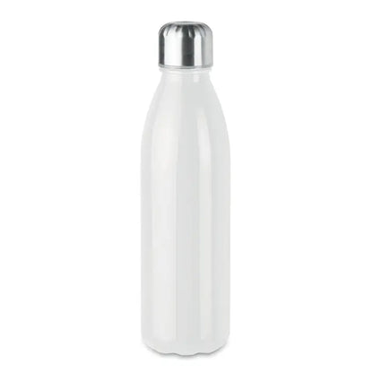 Sticla de sticla 650ml albă din oțel inoxidabil cu corp cilindric elegant și capac argintiu strălucitor