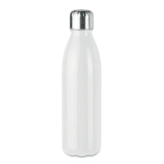 Sticla de sticla 650ml albă din oțel inoxidabil cu corp cilindric elegant și capac argintiu strălucitor