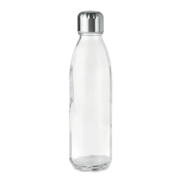 Sticlă de sticlă 650ml transparentă cu capac metalic argintiu elegant pentru apă