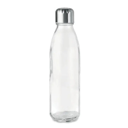 Sticlă de sticlă 650ml transparentă cu capac metalic argintiu elegant pentru apă