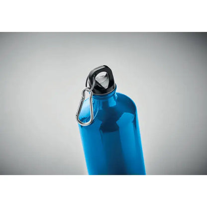 Sticla de aluminiu 1l albastra metalica cu capac negru si carabiniera argintie pentru apa