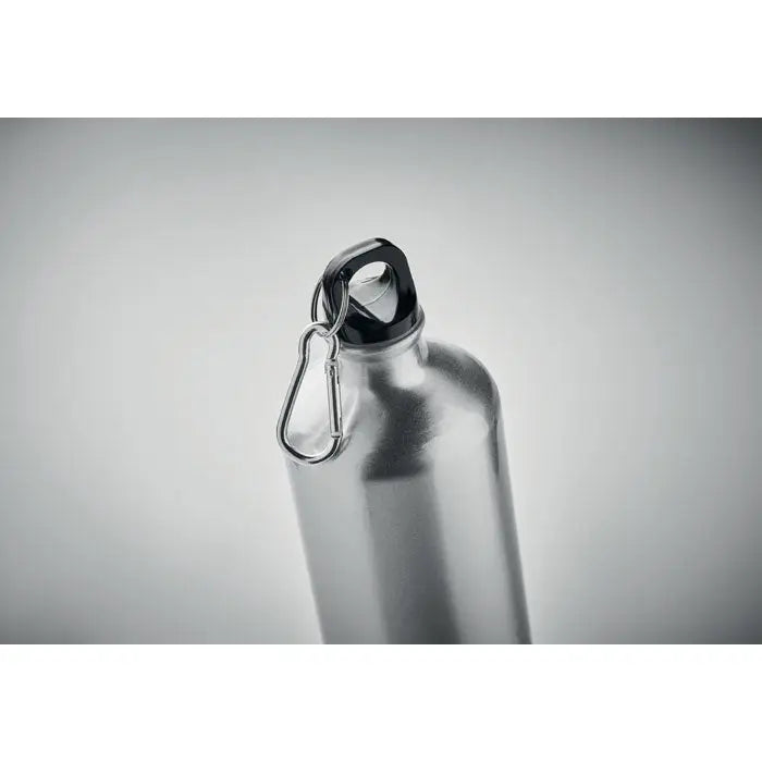 Sticla de aluminiu 1l albastru cu capac negru filetat si carabiniera argintie atasata pe lateral