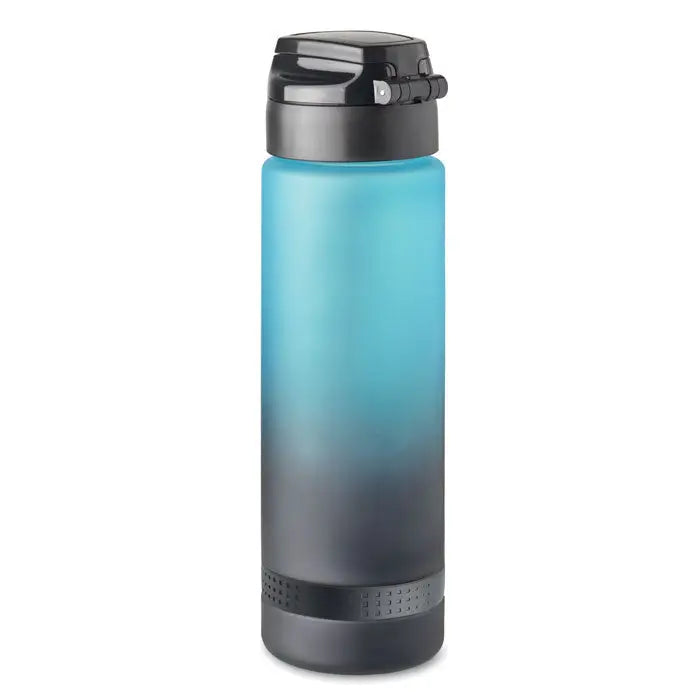 Sticla de apa sport rpet 1l albastru gradient si negru, izotermica, cu capac negru rabatabil pentru sport