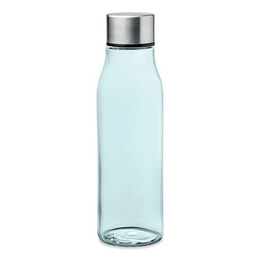 Sticla de baut de 500 ml din sticla albastru deschis translucida cu capac inoxidabil lustruit