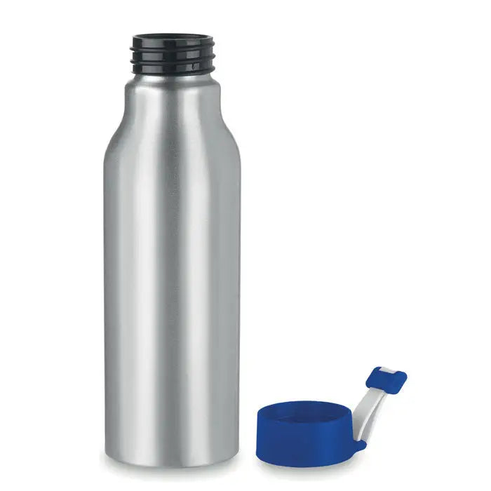 Sticla de baut din aluminiu 500 ml albastru cu capac negru si capac din silicon albastru detasabil cu maner alb