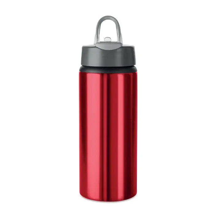 Sticla de baut din aluminiu 600 ml rosu cu capac gri si argintiu infiletabil si maner integrat