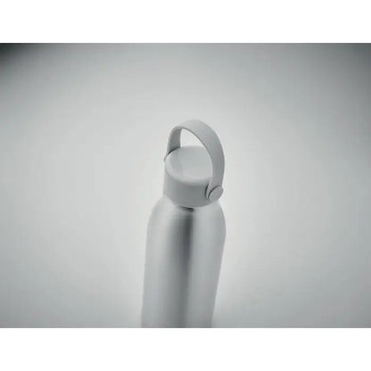 Sticla de baut din aluminiu argintie cu capac si maner gri deschis din abs personalizabil 650 ml