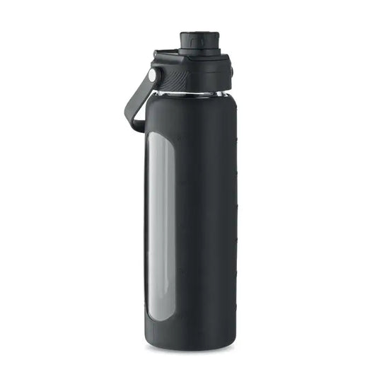 Sticlă de sticlă neagră izolată de 750 ml cu fereastră transparentă și capac cu buclă integrată