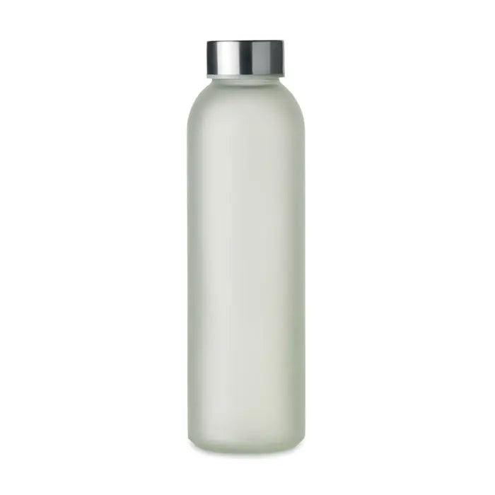 Sticla de sublimare din sticla 500ml cu capac metalic argintiu lucios si finisaj sticla mata eleganta