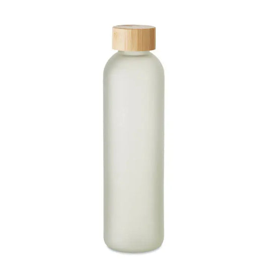 Sticla de sublimare din sticla 650ml cu capac din bambus natural si sticla alba mata pentru apa