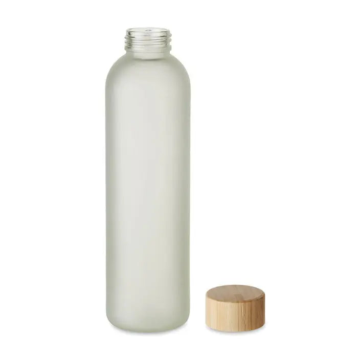Sticla de sublimare din sticla 650ml cu capac din bambus si aspect mat, recipient elegant pentru decor si cadouri