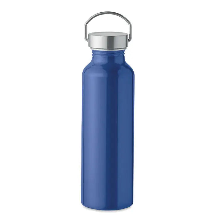 Sticla din aluminiu reciclat 500ml albastru cu capac argintiu cu filet si maner integrat din otel inoxidabil