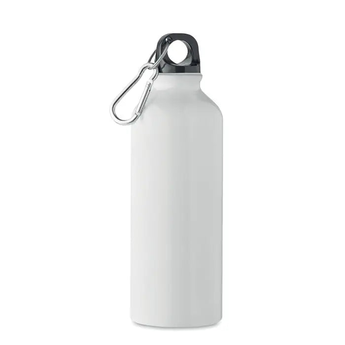 Sticlă din aluminiu reciclat alb cu capac negru și carabinieră argintie 500ml pentru hidratare eficientă