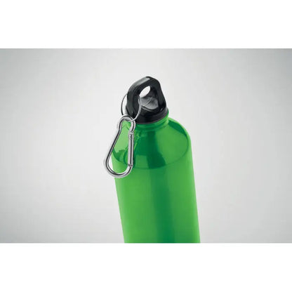 Sticla din aluminiu reciclat 500ml verde metalizat cu capac negru si carabiniera argintie atasata