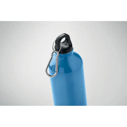 Sticla din aluminiu reciclat 500ml albastru metalic cu capac negru infiletare si carlig argintiu