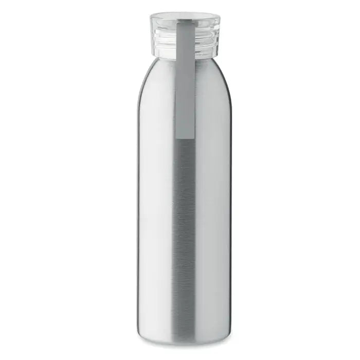 Sticla din otel inoxidabil 650ml argintie cu capac clar si dunga gri verticala pentru lichide