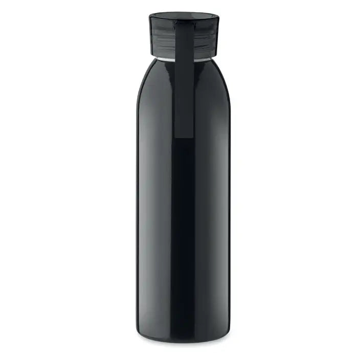 Sticla din otel inoxidabil 650ml neagra cu finisaj mat si capac negru minimalist cu infiletare