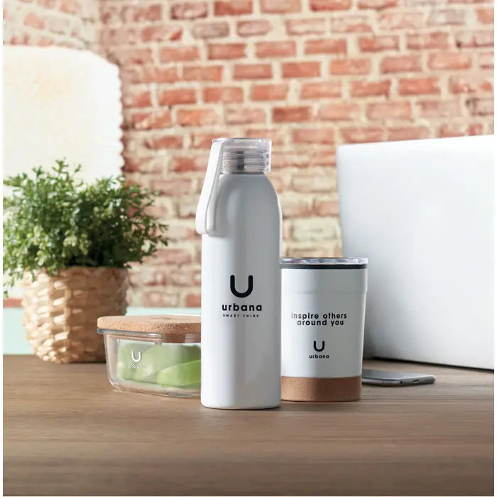 Sticlă din oțel inoxidabil 650ml albă urbana cu capac transparent și mâner integrat pentru hidratare zilnică