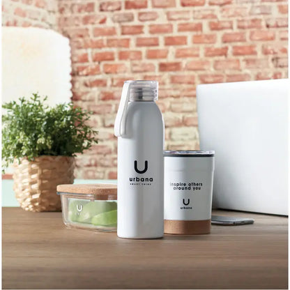 Sticlă din oțel inoxidabil 650ml albă urbana cu capac transparent și mâner integrat pentru hidratare zilnică