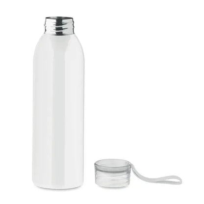 Sticla din otel inoxidabil 650ml cu capac alb izolat si capac argintiu cu maner integrat transparent