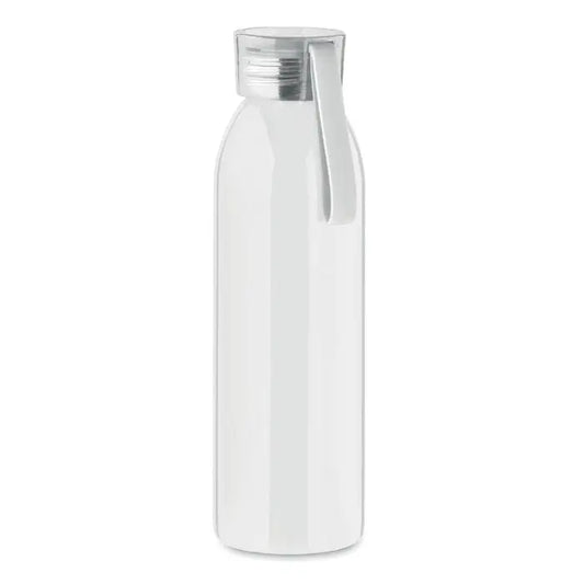 Sticla din otel inoxidabil 650ml alb cu capac argintiu cu filet si maner integrat pentru bauturi