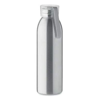Sticla din otel inoxidabil 650ml argintie cu capac transparent si maner din silicon gri