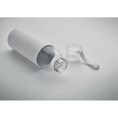 Sticla din sticla reciclata 500 ml cu corp transparent din sticla si capac alb izolat termic minimalist