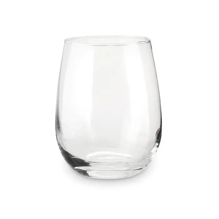 Pahar de vin fara tulpina clar cu corp neted rotund si baza plata in cutie cadou