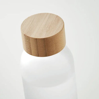 Sticlă mată 500 ml din sticlă albă mată cu capac natural din bambus pentru apă