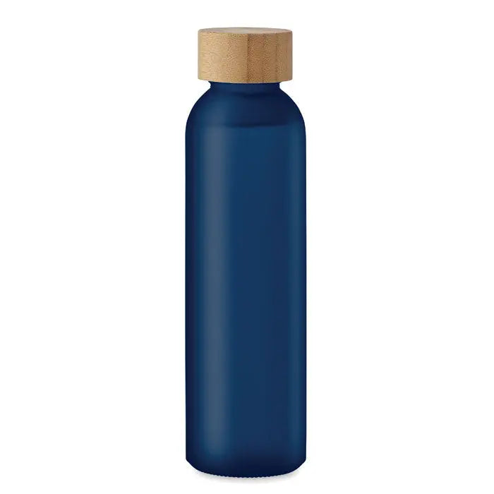 Sticlă mata 500 ml cu design elegant din sticlă mată albastru închis și capac natural din lemn