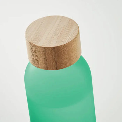 Sticlă mata 500 ml verde mată din sticlă cu capac din lemn de bambus pentru apă