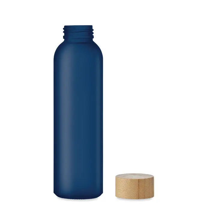 Sticla mata 500 ml din plastic navy albastru inchis cu capac din bambus si finisaj mat