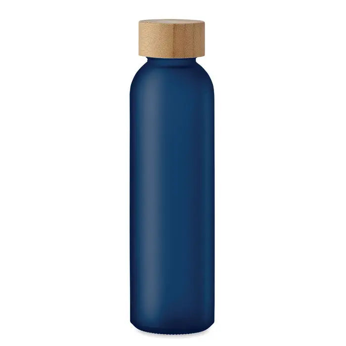 Sticlă mată de 500 ml albastră cu capac natural din lemn și finisaj mat pentru hidratare durabilă