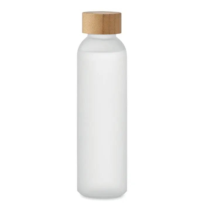 Sticlă mată de 500 ml din sticlă mată cu capac natural din lemn pentru apă și alte băuturi