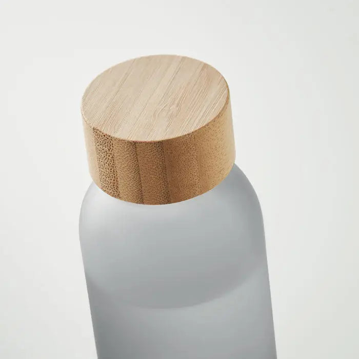 Sticlă mata 500 ml din sticlă mată gri cu capac natural din bambus pentru apă