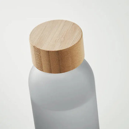 Sticlă mata 500 ml din sticlă mată gri cu capac natural din bambus pentru apă
