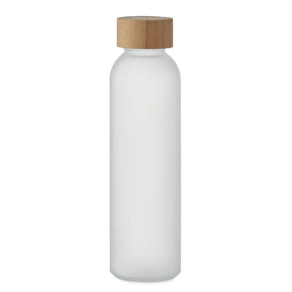 Sticlă mată 500 ml cu capac natural din lemn și sticlă albă mată ideală pentru apă