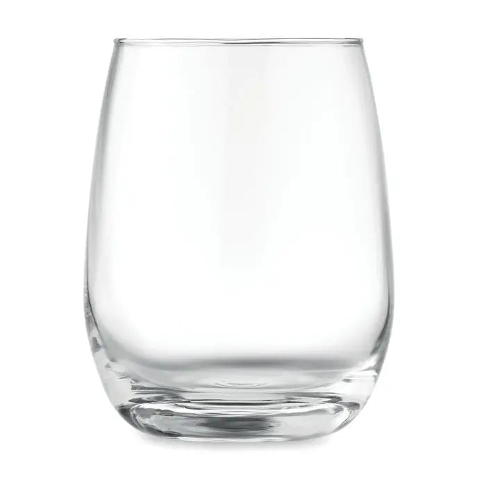 Pahar de vin fără picior sticla reciclata 420 ml, transparent, corp rotund și bază stabilă