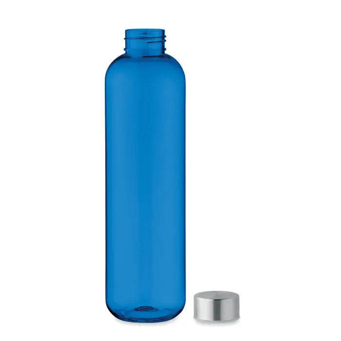 Sticlă tritan 1l albastru translucid cu capac metalic argintiu din plastic rezistent