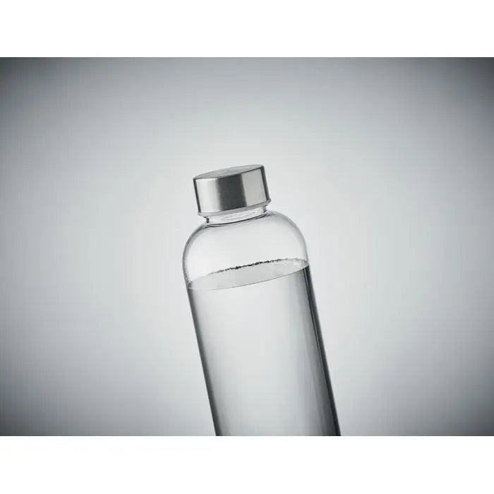 Sticlă tritan 1l transparentă cu capac metalic argintiu pentru apă, recipient durabil și ușor de utilizat