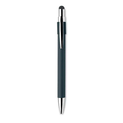 Stylus pen stilo spinner stilou de culoare teal închis cu clip și vârf metalic argintiu și finisaj mat neted