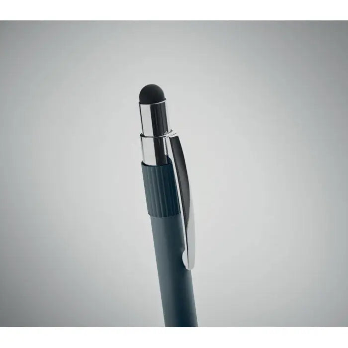 Dark gray stilou stilo spinner with silver metallic clip textured grip and black rounded tip for precise writing