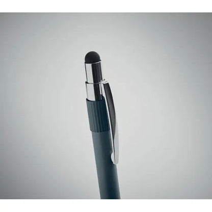 Dark gray stilou stilo spinner with silver metallic clip textured grip and black rounded tip for precise writing