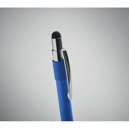 Stilou stilo spinner albastru cu ecran tactil, clips metalic argintiu si varf negru pentru touchscreen