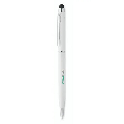 Stilou stilou antibacterian alb cu clips si varf metalic argintiu design elegant pentru touchscreen