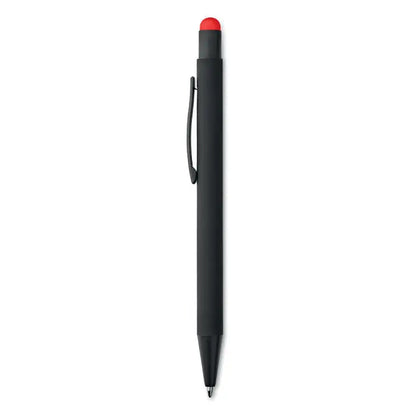 Stilou din aluminiu negru cu capac rosu si design minimalist si elegant pentru scris precisionat